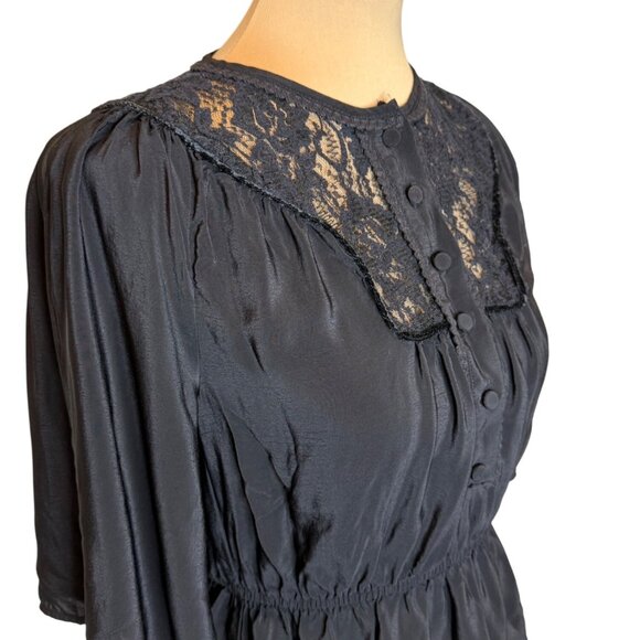 Feather Bone Anthrolpologie Lace Neck Peplum Blouse Size 2 - Picture 4 of 7